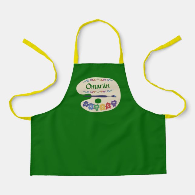 Cute Artists Palette Kids Paint Smock Apron (Front)