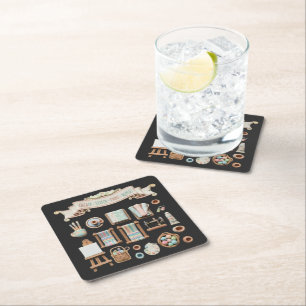 Cute Arts, Crafts & Sewing Elements Clipart - "Cre Square Paper Coaster