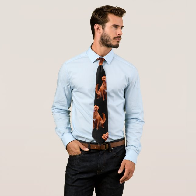 Cute Artsy Golden Retriever Dog Pattern Tie (In Situ)