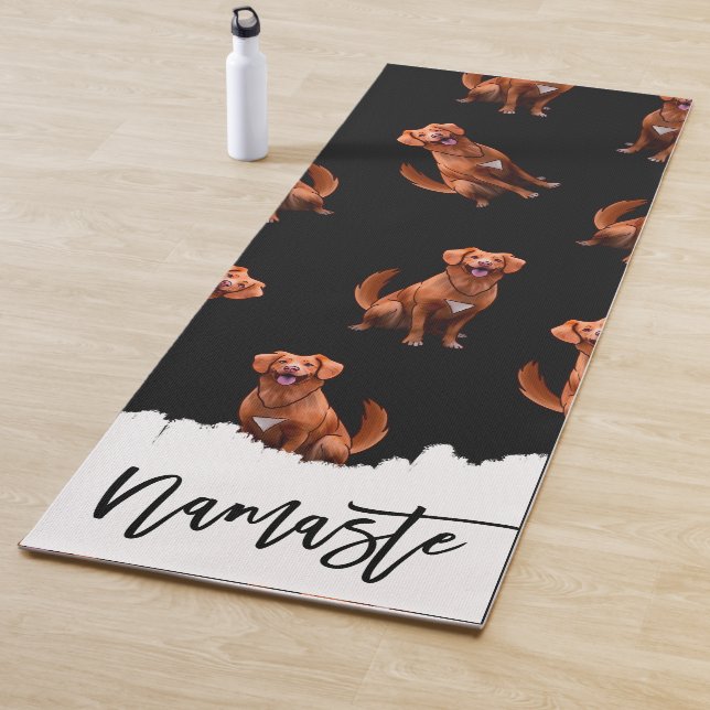 Cute Artsy Golden Retriever Dog Pattern Yoga Mat (In Situ)