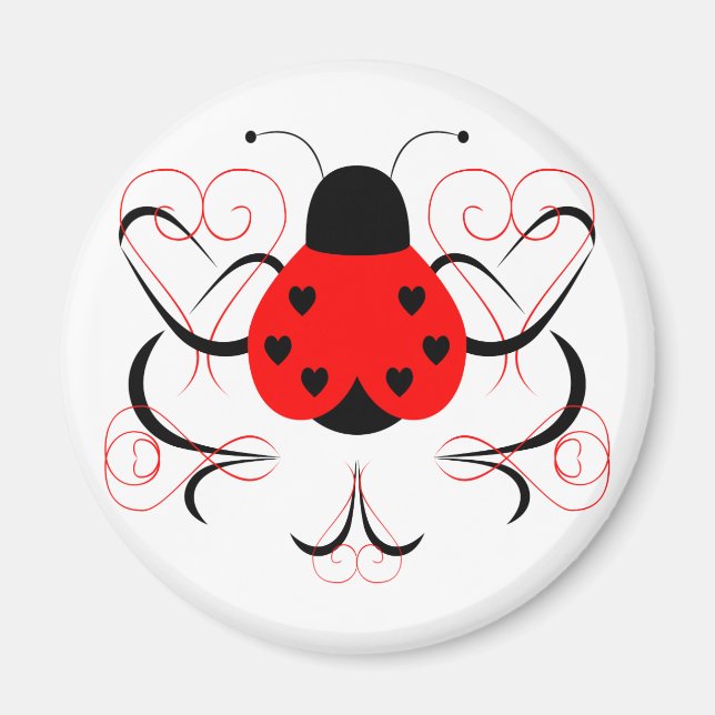 Cute Artsy Heart Ladybug Magnet (Front)