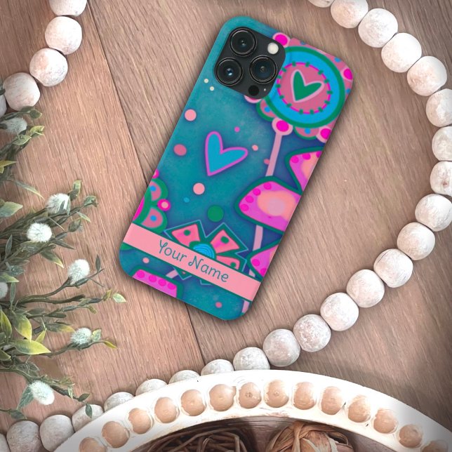 Cute Artsy Hearts Flower Fun Inspirivity Custom Case-Mate iPhone Case (Creator Uploaded)