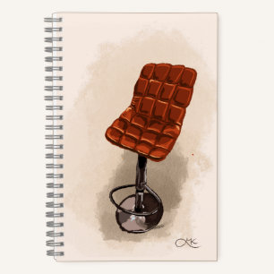 Cute artsy notebook with a chocolate chair