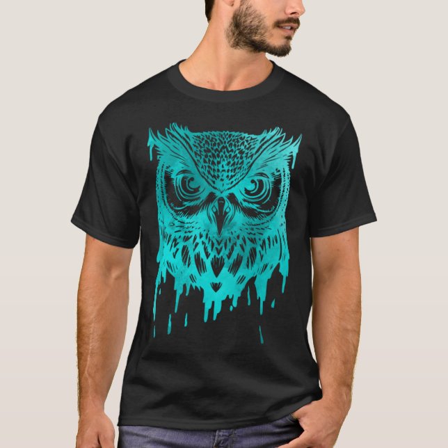 Cute Artsy Owl Wildlife Colorful Birds Nature T-Shirt (Front)