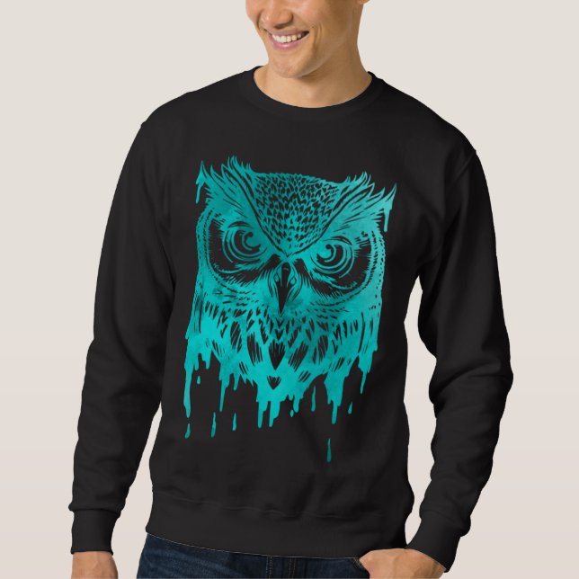 Cute Artsy Owl Wildlife Colourful Birds Nature Sweatshirt (Front)