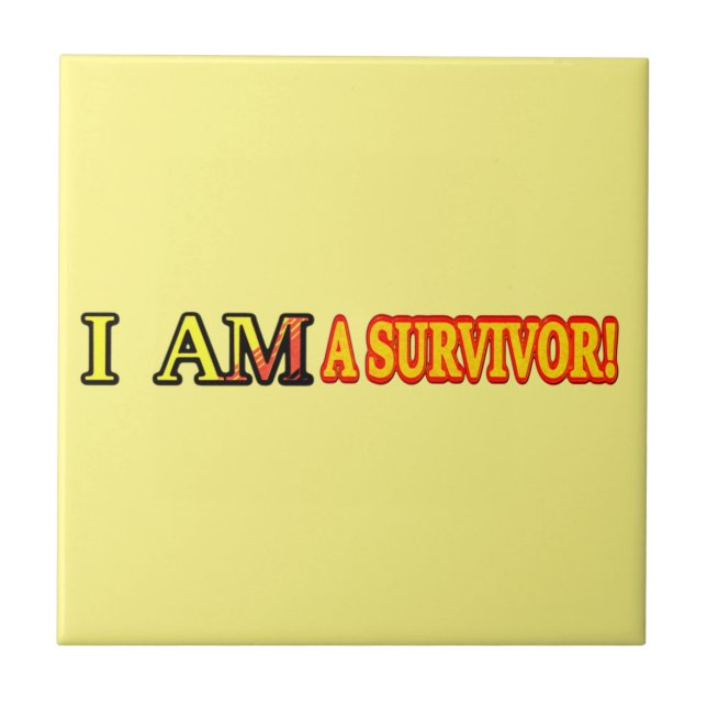 Cute Artwork Design "SURVIVOR". Buy Now Ceramic Tile (Front)