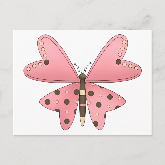 Cute as a Bug · Pink & Brown Butterfly Postcard (Front)