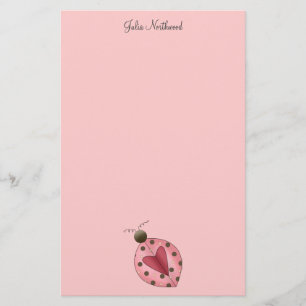 Cute as a Bug · Pink & Brown Ladybug Stationery