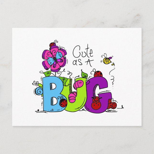 Cute as a Bug Postcard (Front)