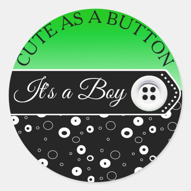 Cute as a Button Baby Carriage Baby Shower Sticker (Front)