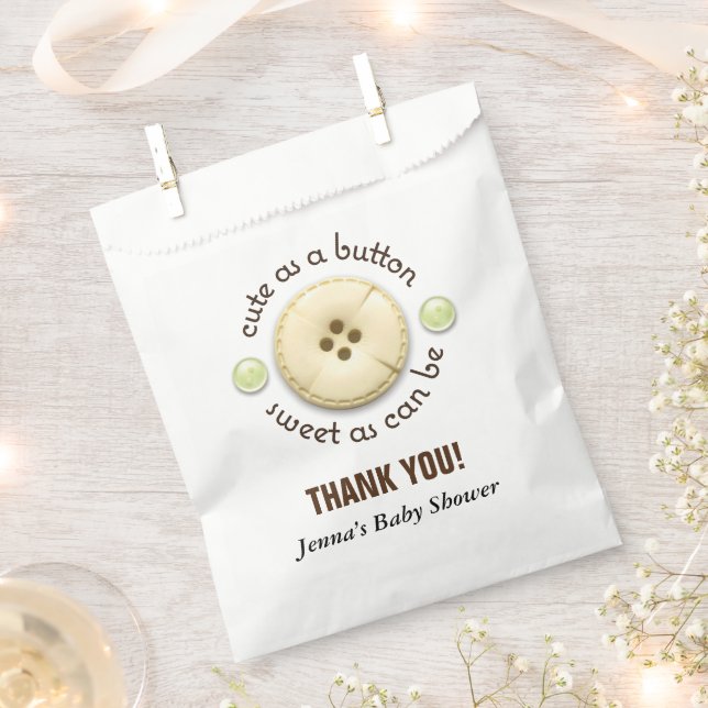 Cute as a Button Baby Shower Favour Bag (Clipped)