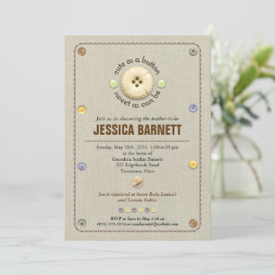 Cute as a Button Baby Shower Invitation