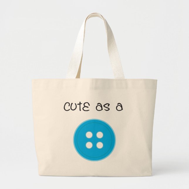 Cute as a Button - Boy Large Tote Bag (Front)
