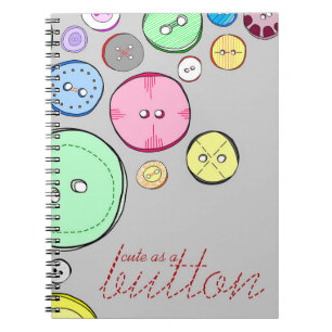 Cute as a Button Colourful Digital Illustration Notebook