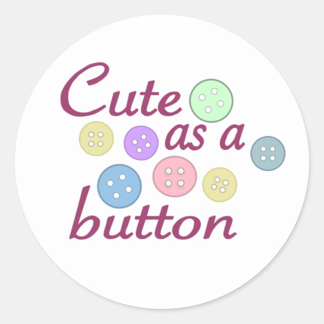 Cute as a button (girl) classic round sticker (Front)