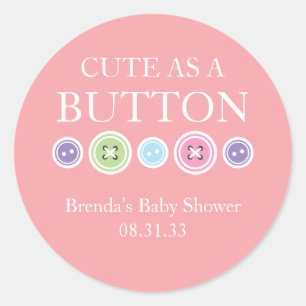 Cute as a Button Girl Sticker