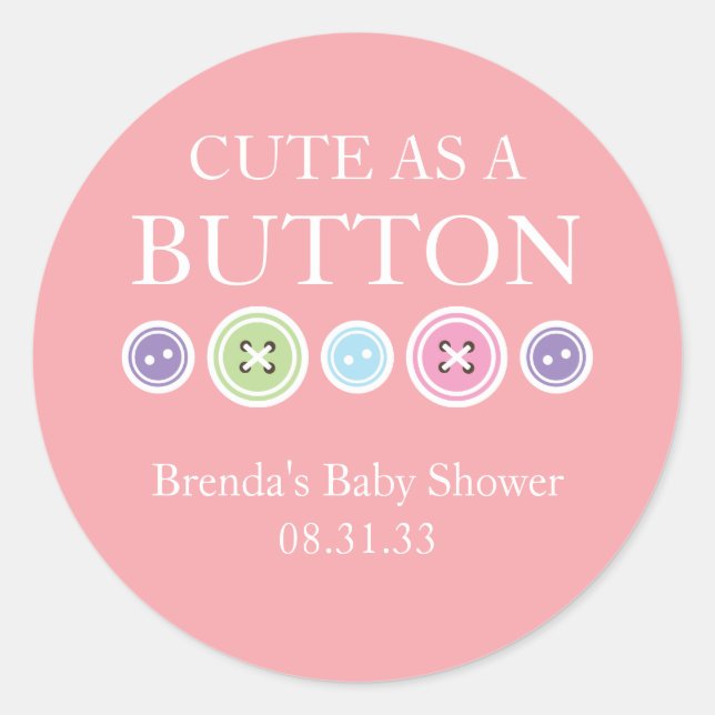 Cute as a Button Girl Sticker (Front)