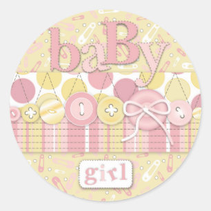 Cute as a Button Girl Sticker