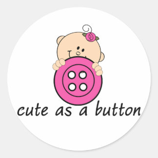 Cute as a Button PINK Classic Round Sticker