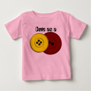 Cute as a Button (red/yellow) Baby T-Shirt