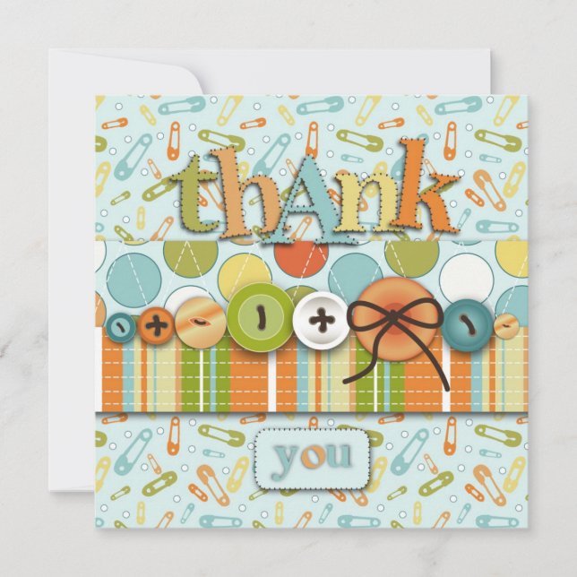 Cute as a Button Thank You Card (Front)