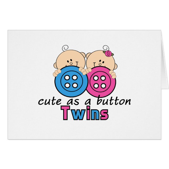 Cute As A Button Twin Girl & Boy (Front Horizontal)