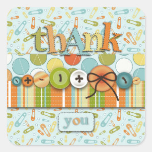 Cute as a Button TY Square Sticker