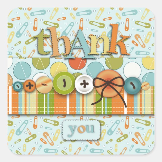 Cute as a Button TY Square Sticker (Front)