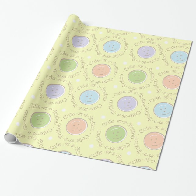 Cute-as-a-Button Wrapping Paper (Unrolled)