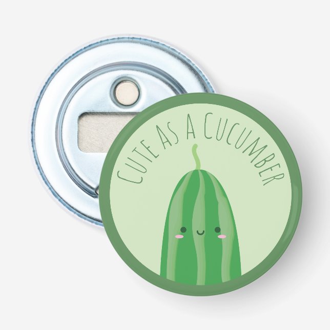 Cute As a Cucumber Funny Cutecumber Bottle Opener (Front)