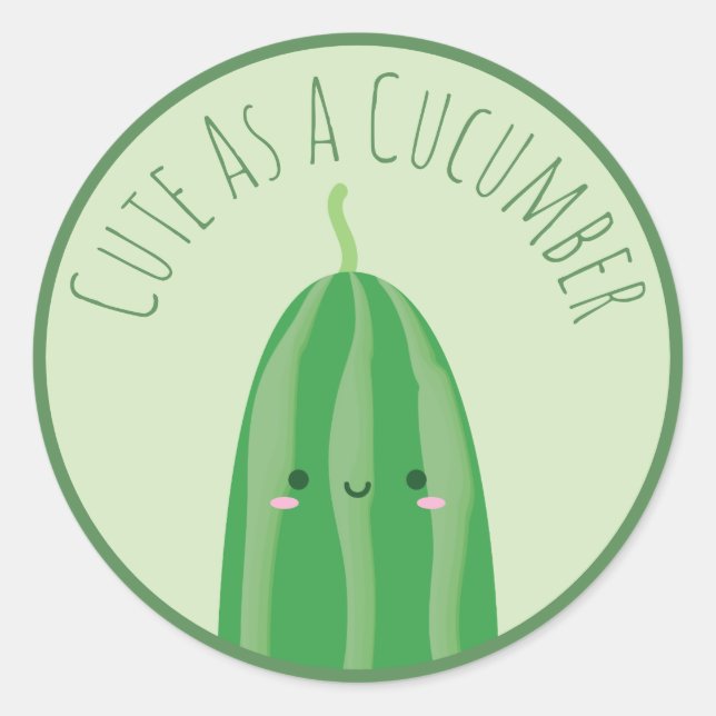 Cute As a Cucumber Funny Cutecumber Classic Round Sticker (Front)