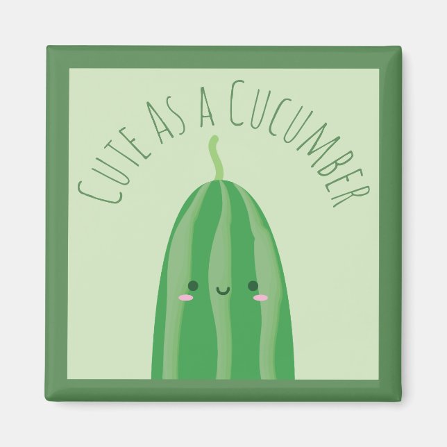 Cute As a Cucumber Funny Cutecumber Magnet (Front)