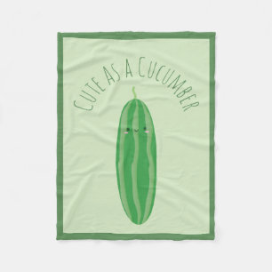 Cute As a Cucumber Funny Kawaii Cutecumber Fleece Blanket