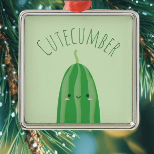 Cute As a Cucumber Funny Kawaii Cutecumber Name Metal Ornament