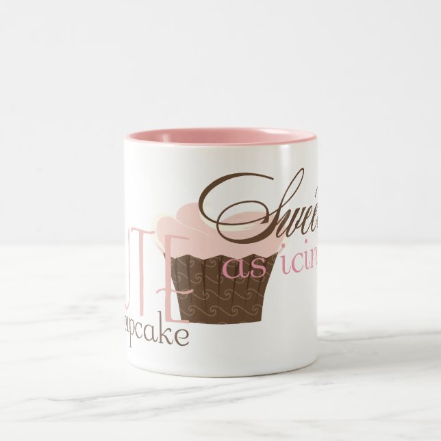 Cute as a cupcake! Pink & Brown Two-Tone Coffee Mug (Center)