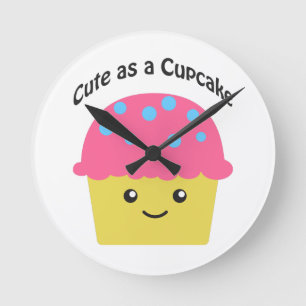 Cute as a Cupcake Round Clock