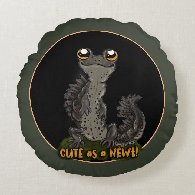 Cute as a Newt! Round Cushion (Front)