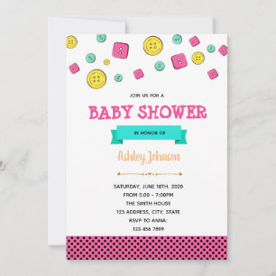 Cute as button baby shower invitation