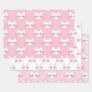 Cute as Can Be Japanese Kitty Cats Wrapping Paper Sheet