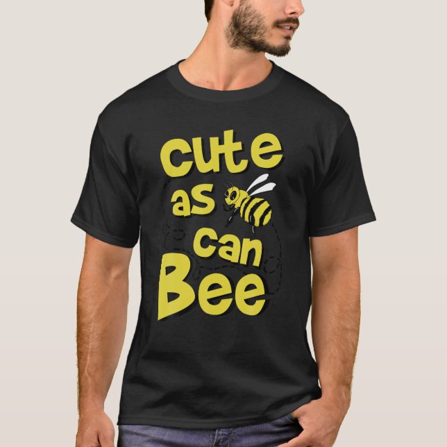 Cute As Can Bee Buzzing Bee Portrait T Shirt (Front)