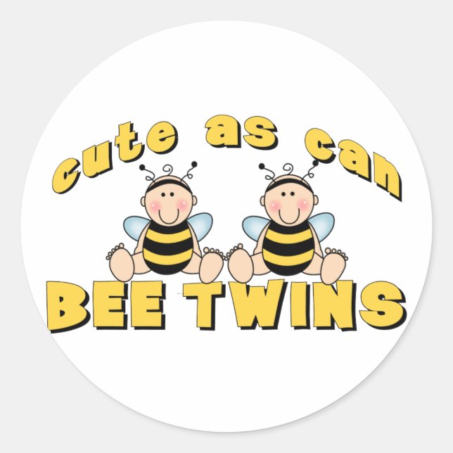 Cute As Can BEE Twins Classic Round Sticker (Front)