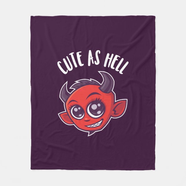 Cute as Hell Devil Fleece Blanket (Front)