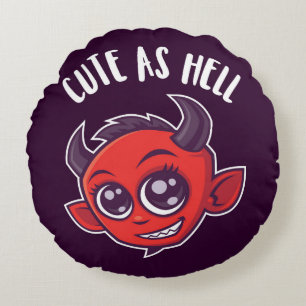 Cute as Hell Devil Round Cushion