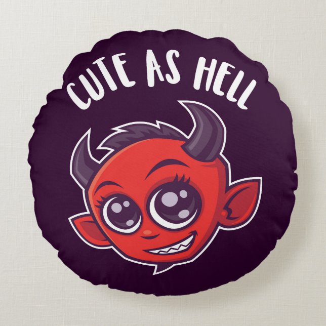 Cute as Hell Devil Round Cushion (Front)