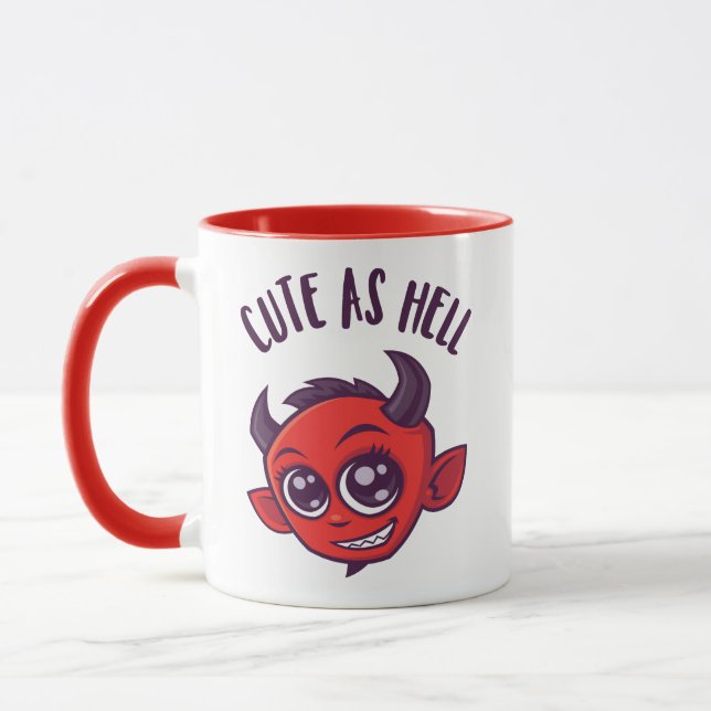 Cute as Hell Devil with Dark Text Mug (Left)