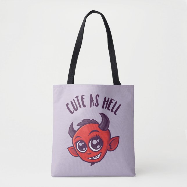 Cute as Hell Devil with Dark Text Tote Bag (Front)