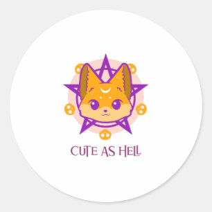 Cute as Hell Fox Classic Round Sticker