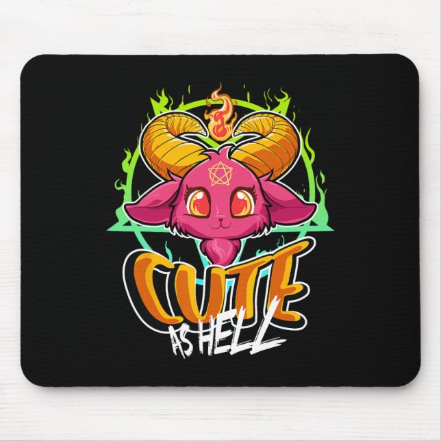 Cute As Hell Halloween Kawaii Phomet Funny Satan G Mouse Pad (Front)