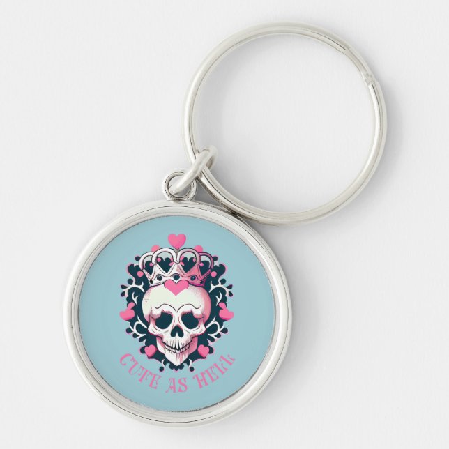 Cute as Hell Schädel mit Krone  Key Ring (Front)