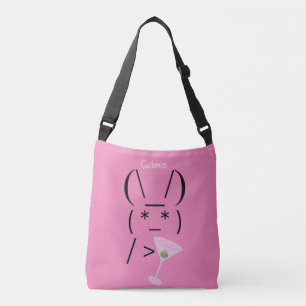 Cute Ascii bunny holding martini Thunder_Cove Crossbody Bag
